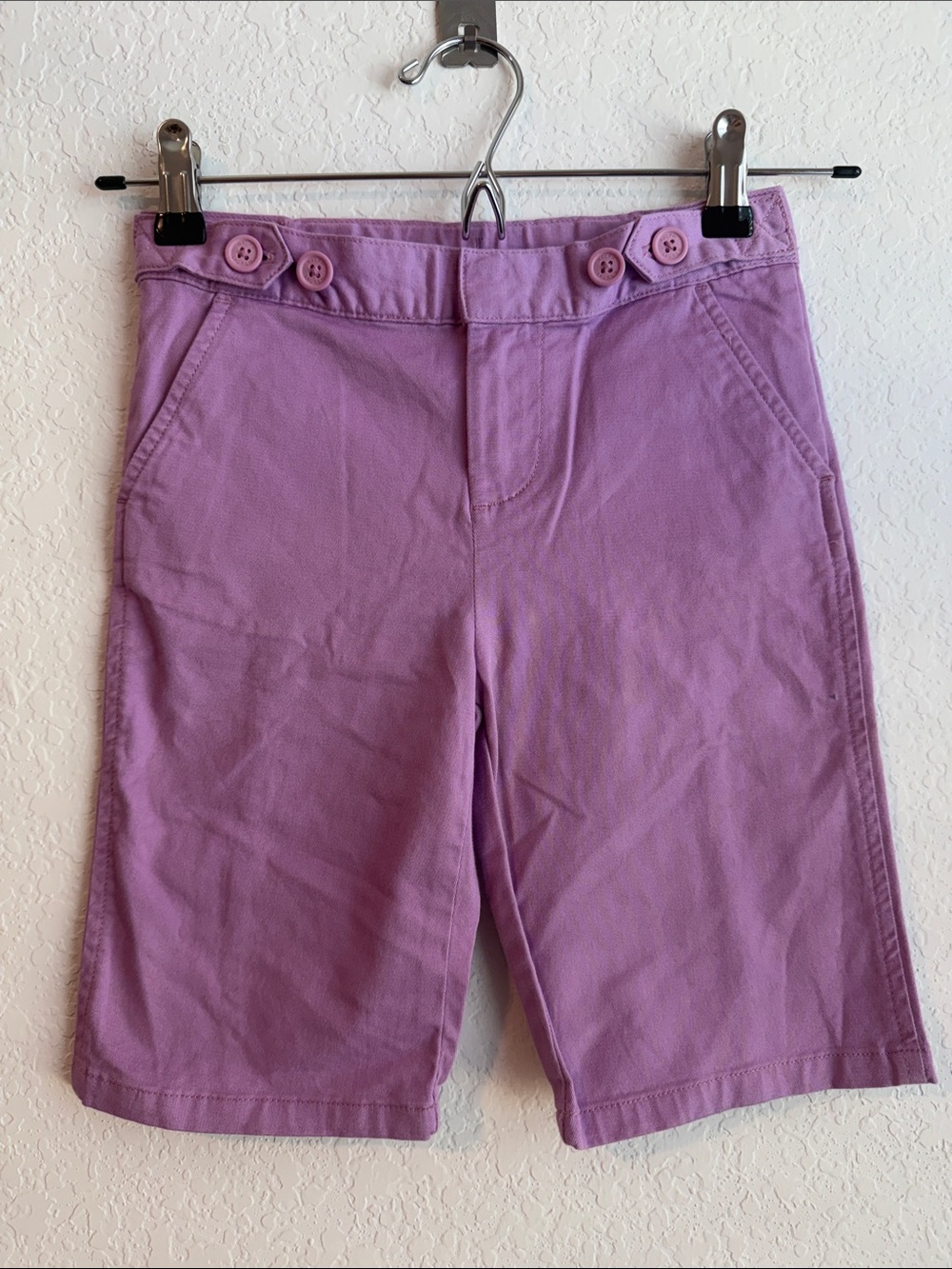 Girl's Ralph Lauren Lilac Button-Waist Bermuda Cotton Shorts